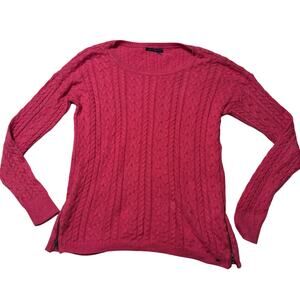 American Eagle Pink Cable Knit Sweater Women’s L Cotton Blend Zipper Detail Cozy